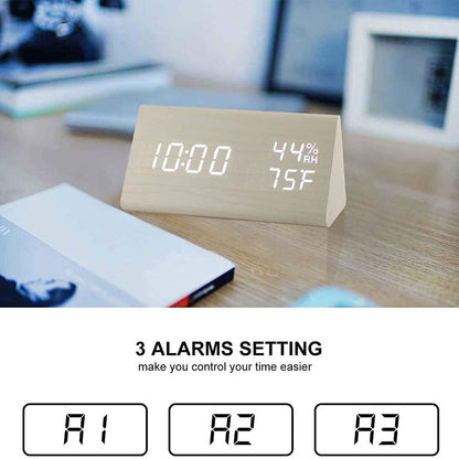 Skorter | Digital alarm clock with wood electronic LED time display