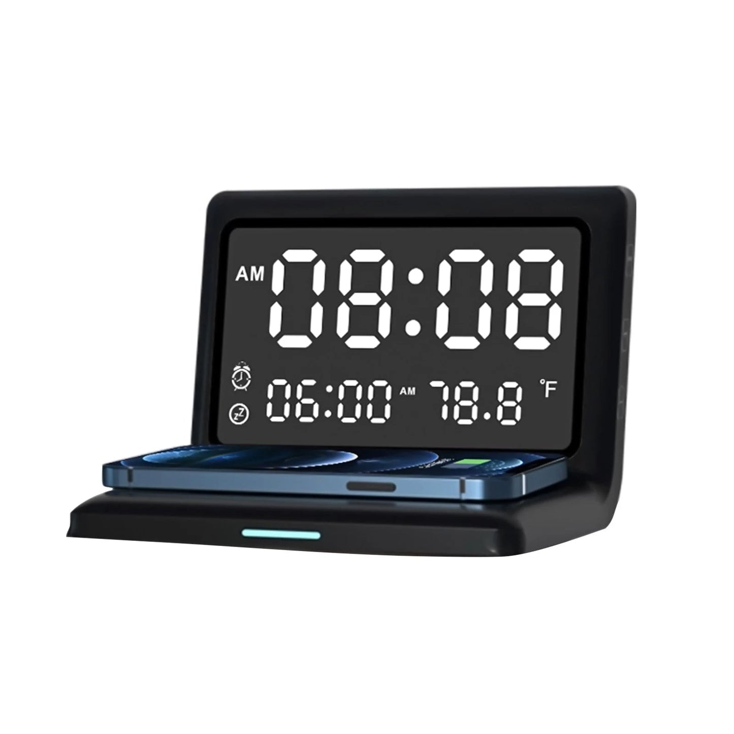 Skorter | Digital Mirror Clock Wireless Charging Alarm Clock
