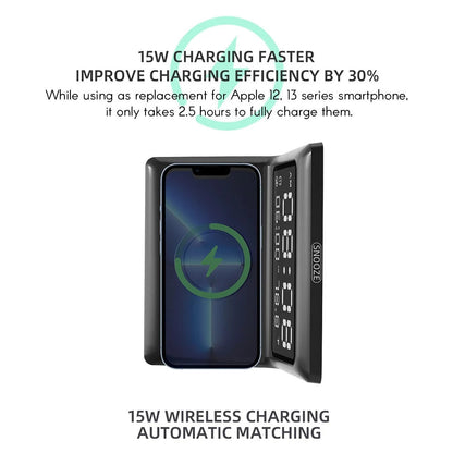 Skorter | Digital Mirror Clock Wireless Charging Alarm Clock