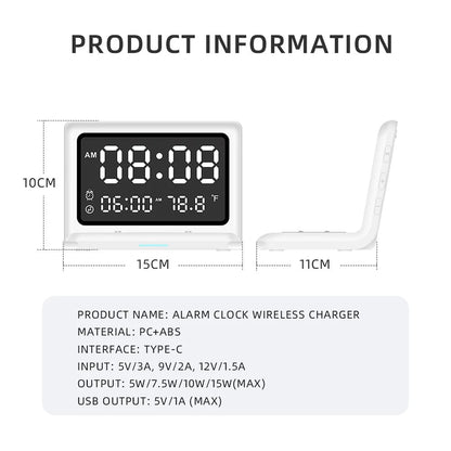 Skorter | Digital Mirror Clock Wireless Charging Alarm Clock