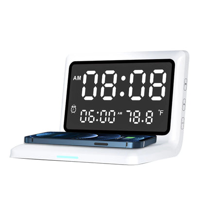 Skorter | Digital Mirror Clock Wireless Charging Alarm Clock