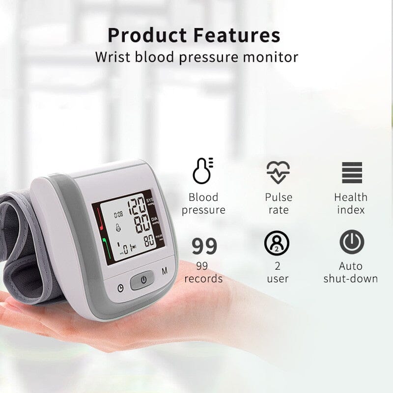 Skorter | Digital wrist blood pressure monitor heart rate pulse oximeter measure