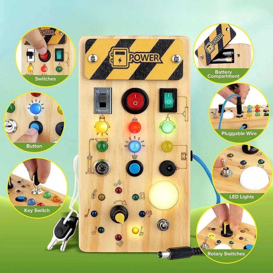 Skorter | DISCOVERY PLAY – Montessori Busy Board for Toddlers to Explore, Learn & Develop Fine Motor Skills