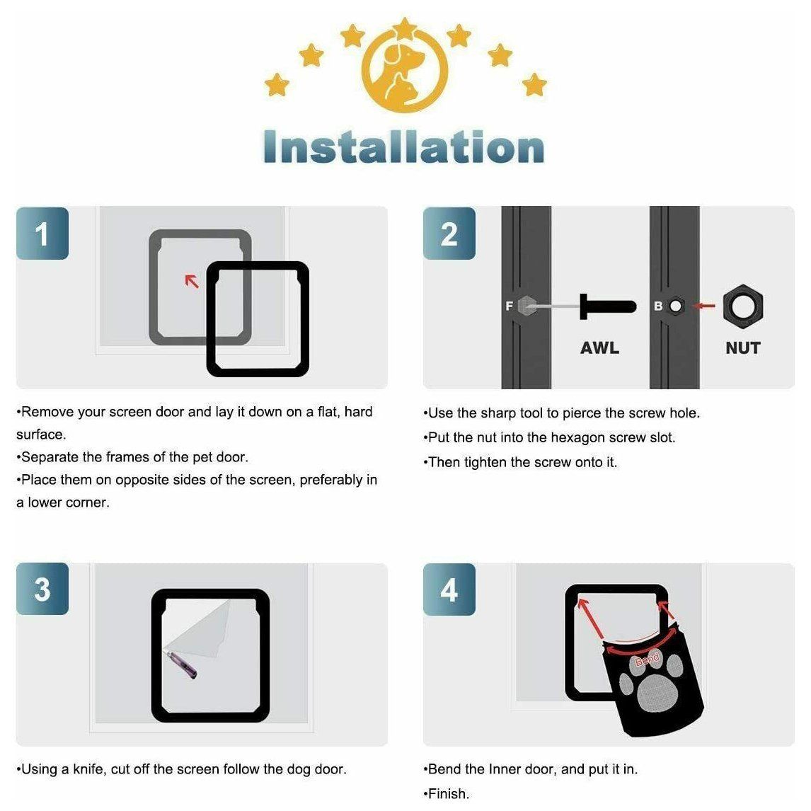 Skorter | Dog or cat small screen locking flap door magnetic automatic glide protector