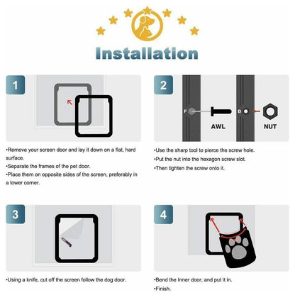 Skorter | Dog or cat small screen locking flap door magnetic automatic glide protector