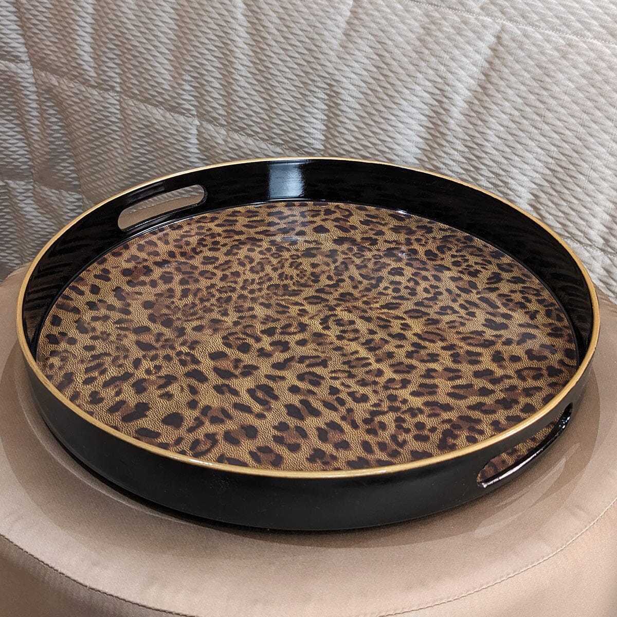 Skorter | Dolce Round Leopard Patterned Decorative Tray