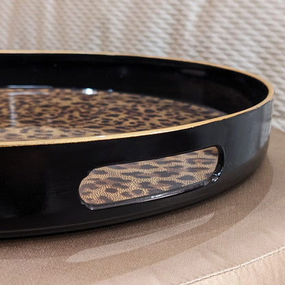 Skorter | Dolce Round Leopard Patterned Decorative Tray