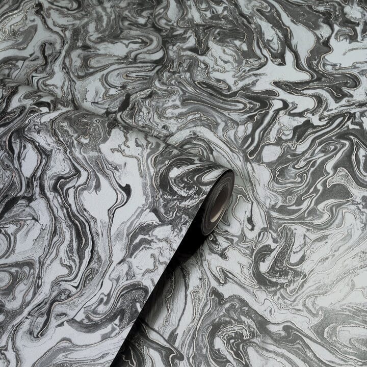 Skorter | Dominique Black & Gold Marble Effect Metallic Wallpaper