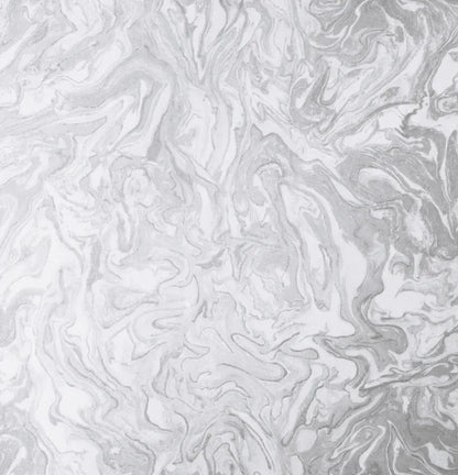 Skorter | Dominique Gray & Silver Marble Effect Metallic Wallpaper