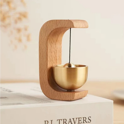 Skorter | Wireless Door Chime with Brass Bell and Wooden Frame