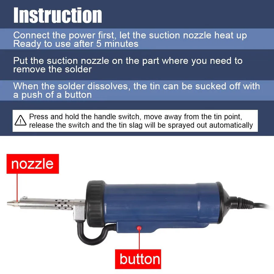 Skorter | Desoldering Machine, Tin Sucker, Automatic Electric Solder with 3 Suction Nozzles