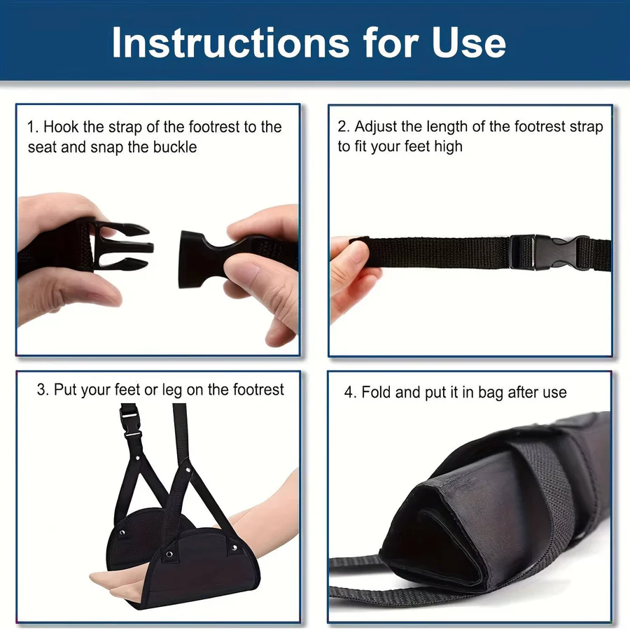 Skorter | 2-Pack Foot Hammock, Portable Travel & Under-Desk Leg Rest with Adjustable Straps