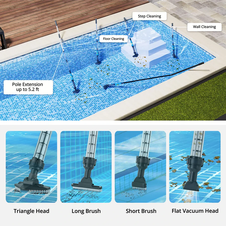 Skorter | Cordless Pool Cleaner, Rechargeable with Interchangeable Heads