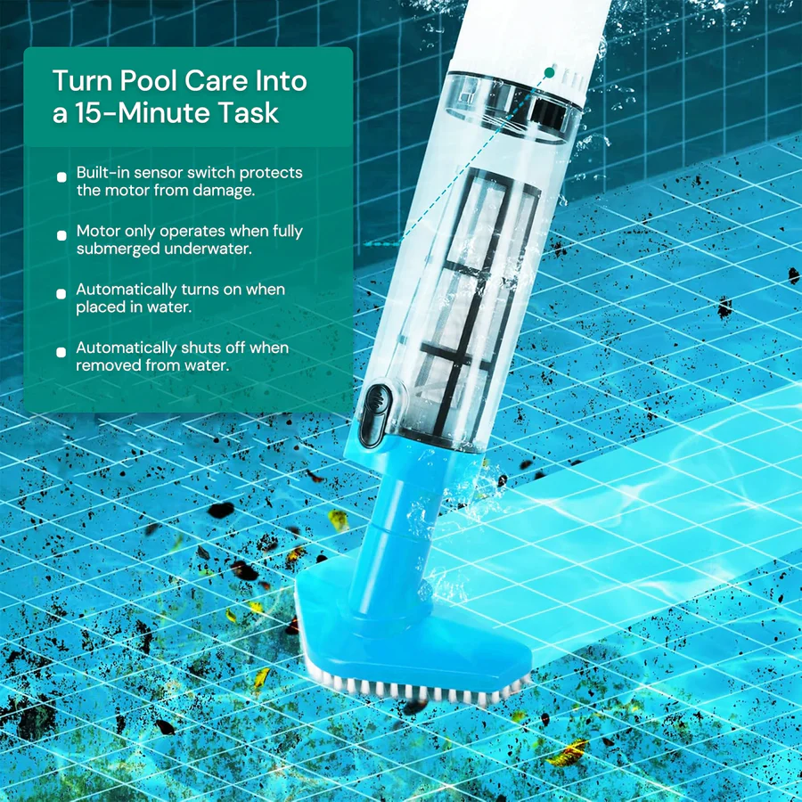 Skorter | Cordless Pool Cleaner, Rechargeable with Interchangeable Heads