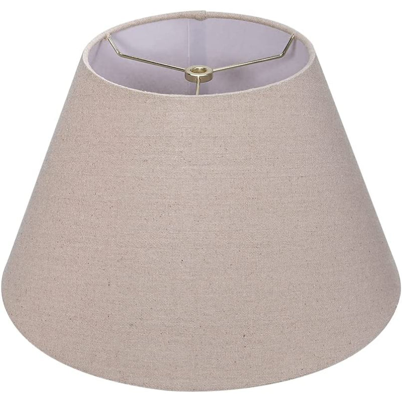Skorter | Medium lampshade, barrel fabric lampshade for table lamp and floor lamp, 7x13x7.8 inches, natural ventilated linen, handmade, spider (white)