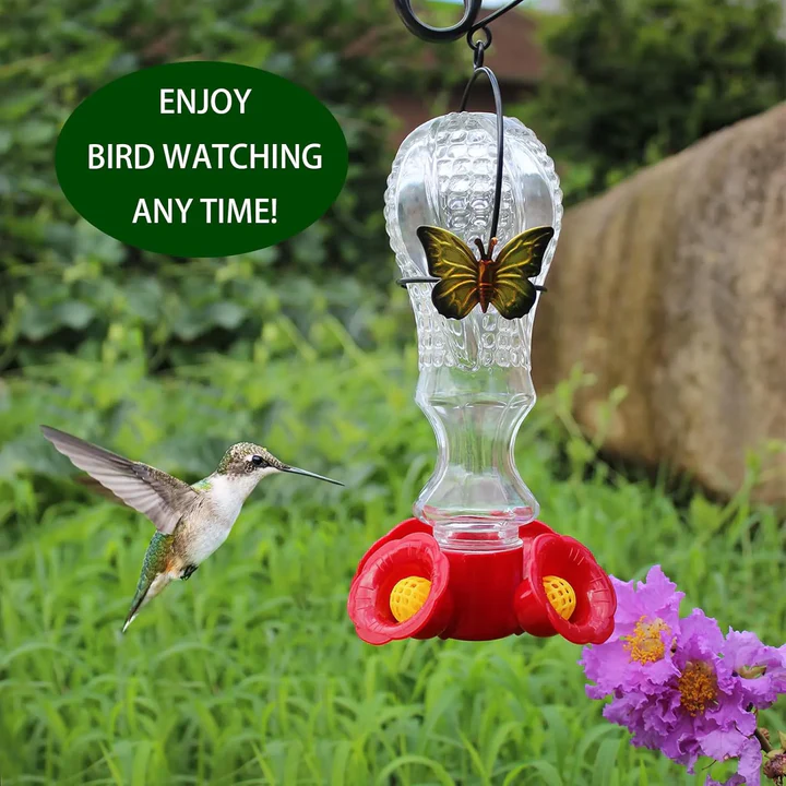 Skorter | Flowers Glass Hummingbird Feeder With Ant Moat