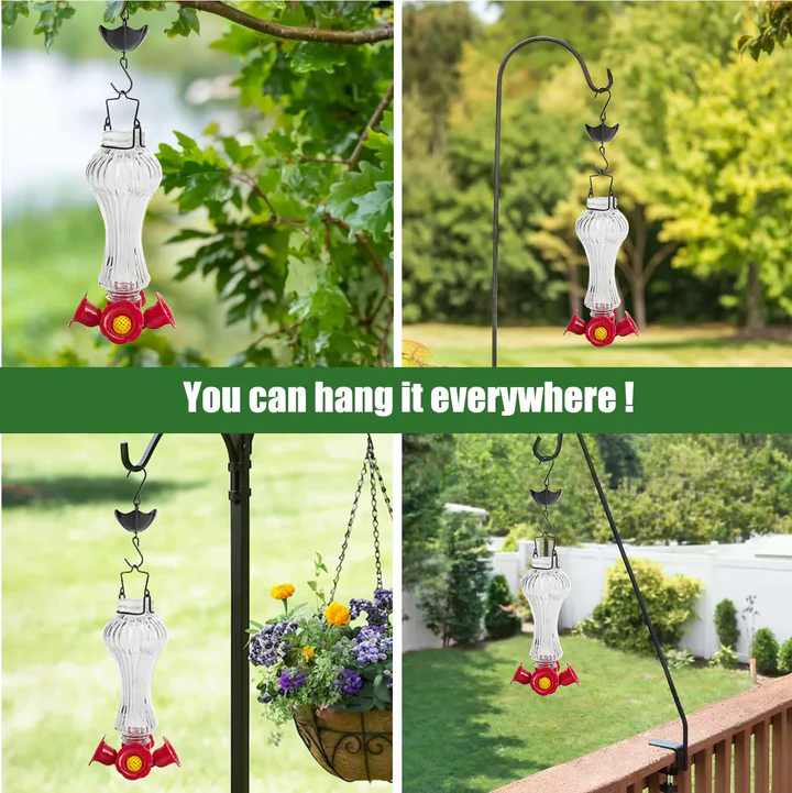 Skorter | Flowers Glass Hummingbird Feeder With Ant Moat