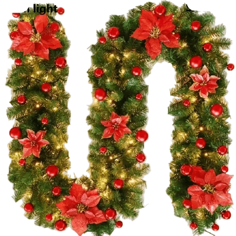 Skorter | LumiRotan Christmas Garland – Illuminated Rattan Garland with Warm LEDs for Festive Decoration