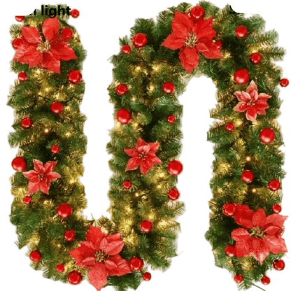 Skorter | LumiRotan Christmas Garland – Illuminated Rattan Garland with Warm LEDs for Festive Decoration
