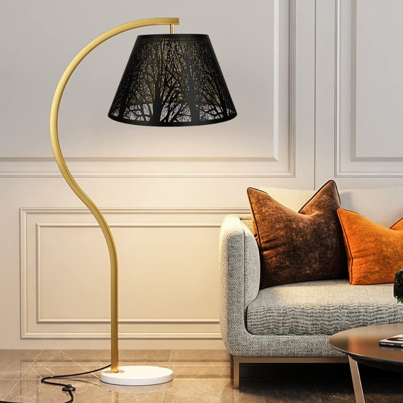 Skorter | Medium lampshade, barrel fabric lampshade for table lamp and floor lamp, 7x13x7.8 inches, natural ventilated linen, handmade, spider (white)