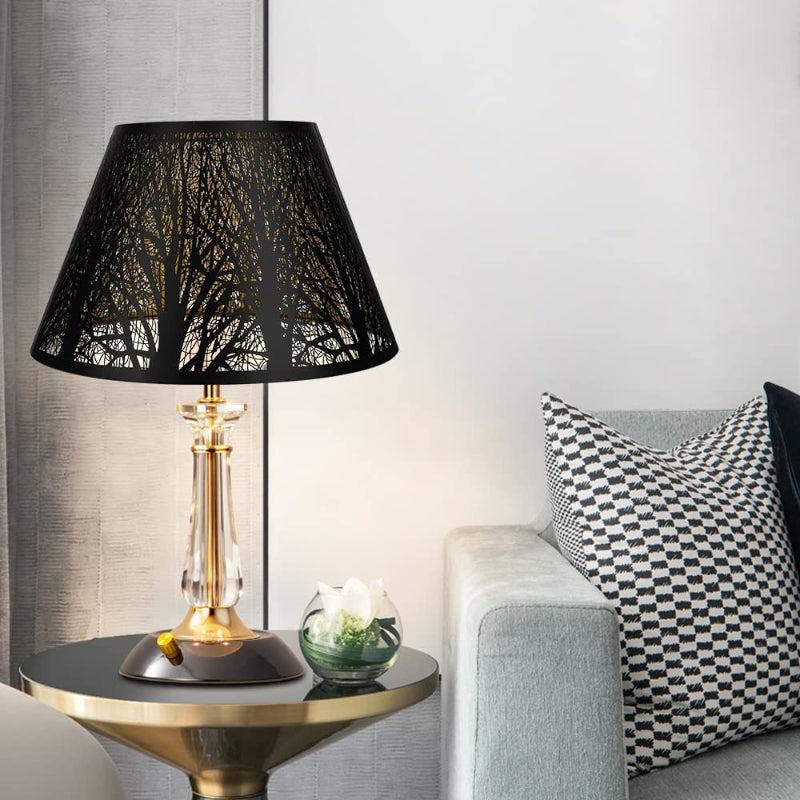 Skorter | Medium lampshade, barrel fabric lampshade for table lamp and floor lamp, 7x13x7.8 inches, natural ventilated linen, handmade, spider (white)