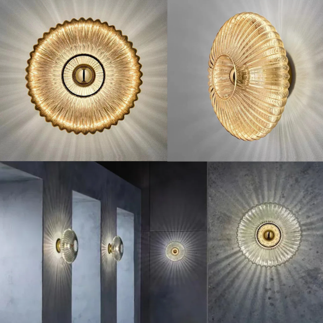 Skorter | NimbusFlux - Vägglampa i glas med vågigt ljus