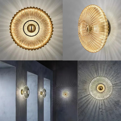 Skorter | NimbusFlux - Vägglampa i glas med vågigt ljus