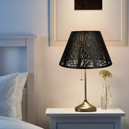 Skorter | Medium lampshade, barrel fabric lampshade for table lamp and floor lamp, 7x13x7.8 inches, natural ventilated linen, handmade, spider (white)