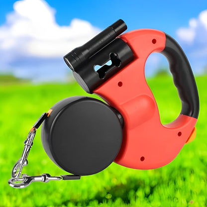 Skorter | 10FT Dual Retractable Dog Leash with Built-In Flashlight & Waste Bag Holder