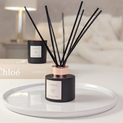 Skorter | Dubai Days Black & Rose Gold Reed Diffuser - Sandalwood & Amber 120ml