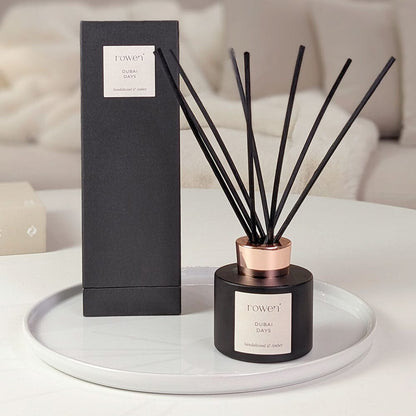 Skorter | Dubai Days Black & Rose Gold Reed Diffuser - Sandalwood & Amber 120ml