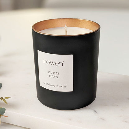Skorter | Dubai Days Black & Rose Gold Scented Candle - Sandalwood & Amber