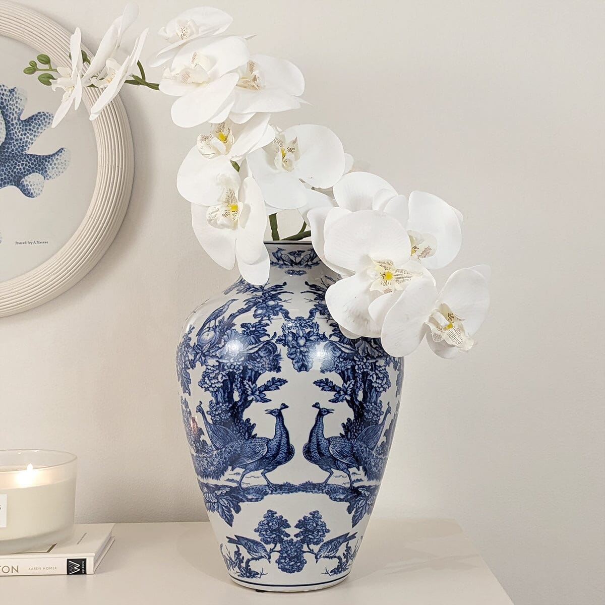 Skorter | Duchess White & Blue Pattern Ceramic Vase