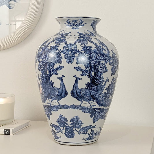Skorter | Duchess White & Blue Pattern Ceramic Vase