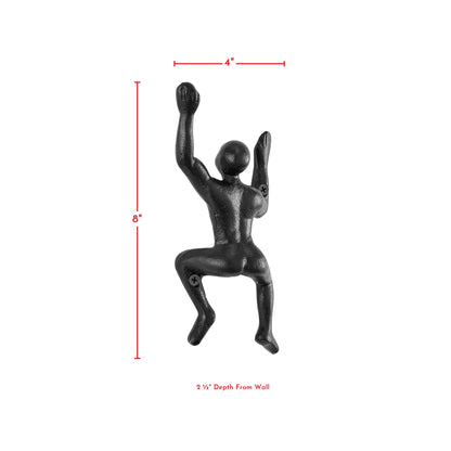 Skorter | "Wall Climber" Cast Iron Decorative Black Wall Mount Hooks (Set of 2)