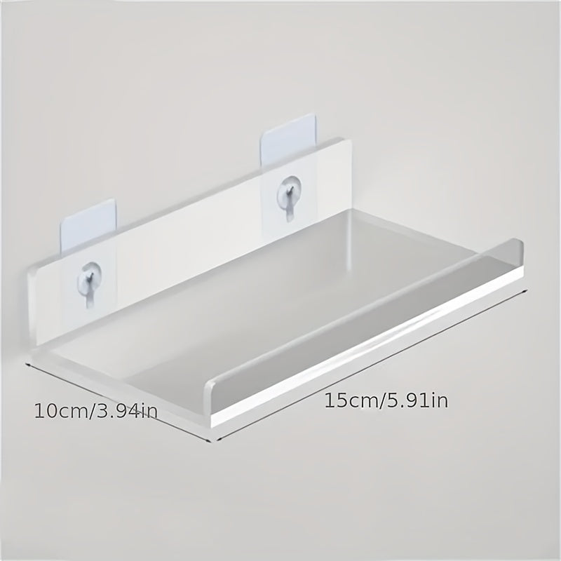Skorter | Acrylic Shelf - Floating Hanging Shelf - Drill-Free Shower Shelf and Storage Shelf