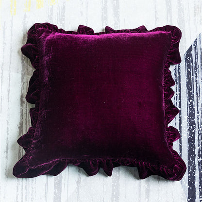 Skorter | Suede Solid Color Pillowcase with Ruffled