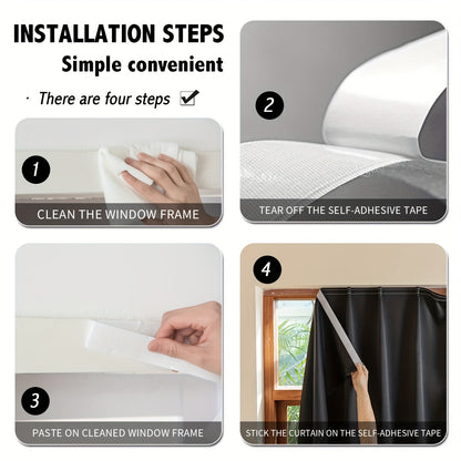 Skorter | 1 Piece Blackout Curtains - Self-Adhesive Window Decor for Bedroom and Living Room