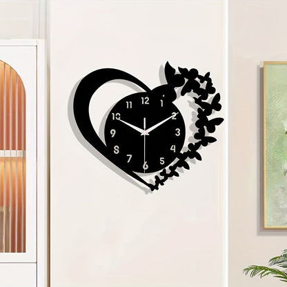 Skorter | Silent Heart-Shaped Acrylic Wall Clock - Frameless Love Design for Living Room, Bedroom & Office