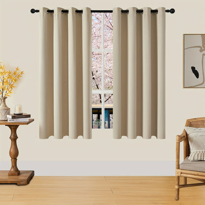 Skorter | Blackout Curtains - 2 Pieces Modern Polyester Curtains with Thermal Insulation and Rings