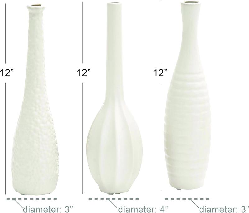 Skørter | Set of 3 ceramic slim textured bottle jars with varying patterns