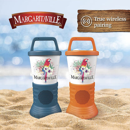 Skorter | Margaritaville Light The Way Lantern Wireless Speaker with 3 Colorful LED Light Modes, Waterproof Bluetooth Speaker, 5 Hours Playtime, Table Lamp Outdoor Speaker with True Wireless Pairing