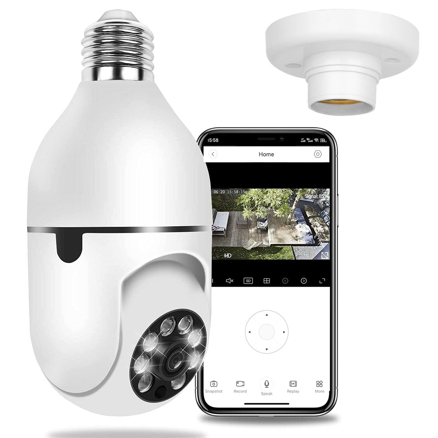 Skorter | E27 WiFi Bulb Camera 1080P FHD WiFi IP Pan Tilt Security Surveillance Camera