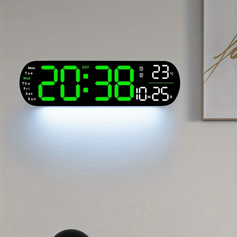 Skorter | LumoView - Slim LED Wall Clock with Temperature and Calendar
