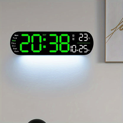 Skorter | LumoView - Slim LED Wall Clock with Temperature and Calendar