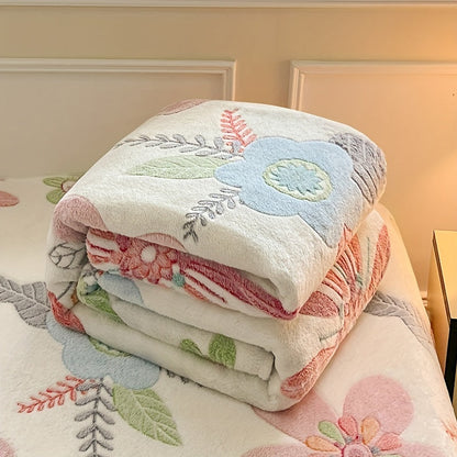 Skorter | Floral Flannel Te blanket - Soft, warm and stain-resistant for sofa, office and camping - Versatile gift