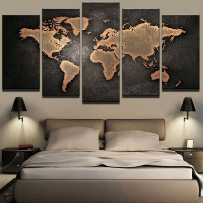 Skorter | 5 pieces world map oil painting
