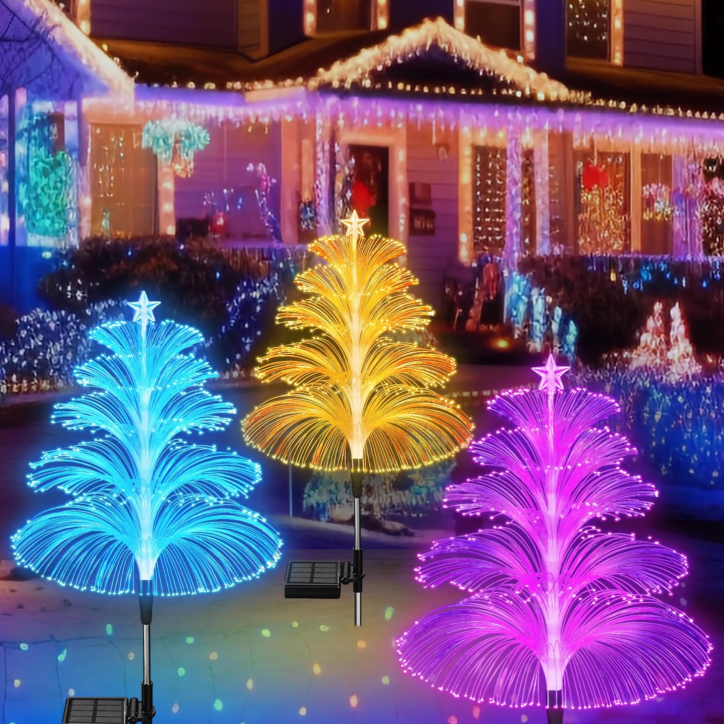 Skorter | LightGarden Solar Set – 3 Color Changing LED Garden Lights on Solar Power