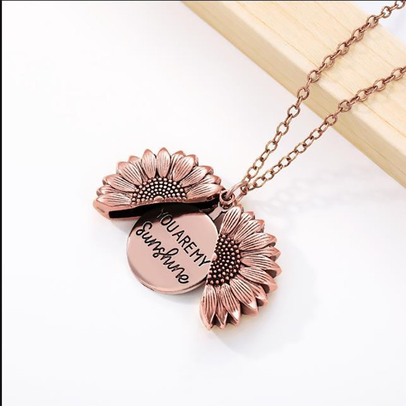 Skorter | "You Are My Sunshine" Sunflower Necklace(Double-sided engraving)