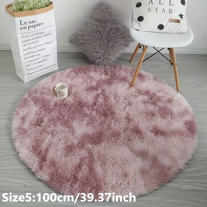 Skorter | 1pc Tie-dye Plushfiber Round Rug - Soft and Warm Decorative Mat for Living Room, Bedroom and Yoga